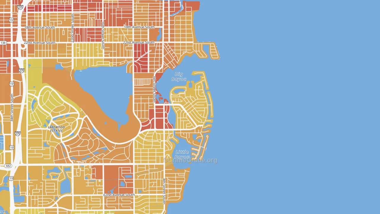 Coquina Key, St. Petersburg, FL Map of Vehicle Theft Rates