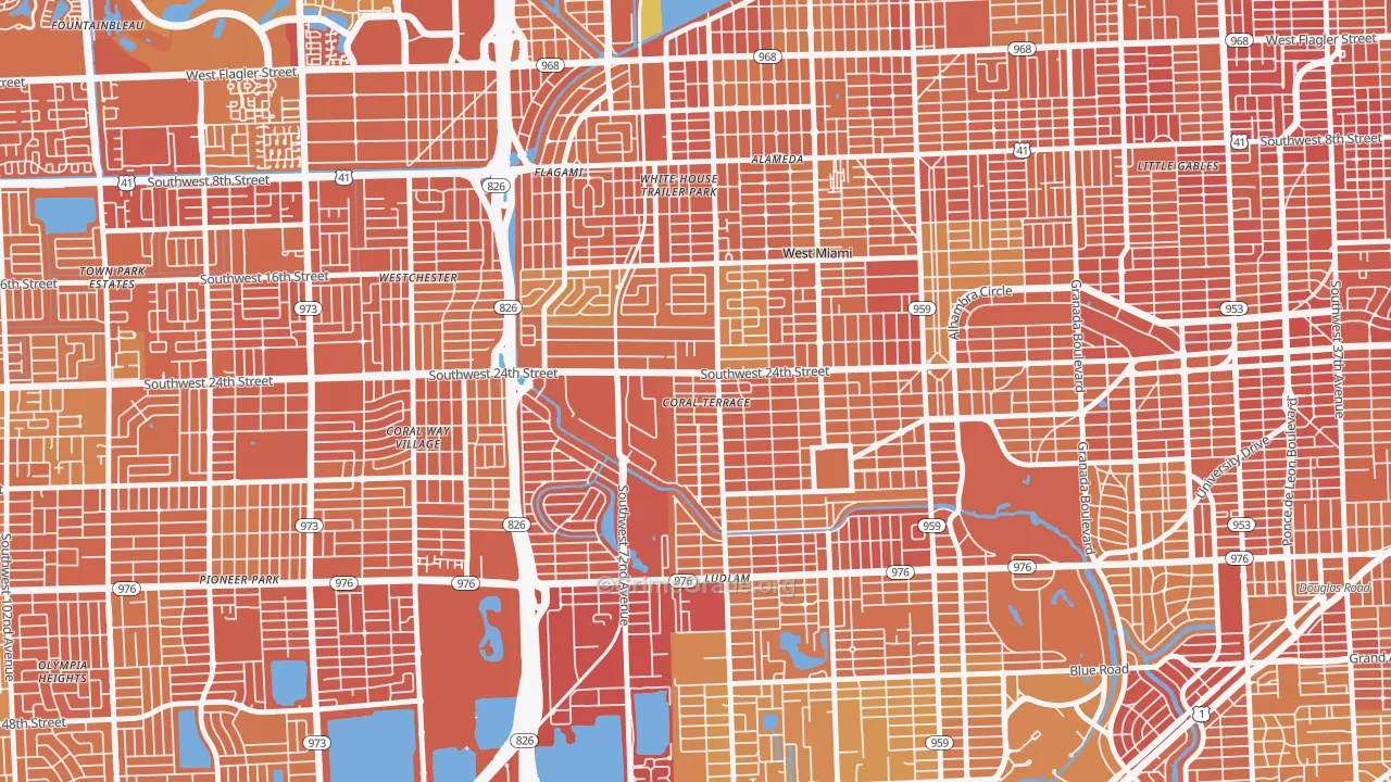 Coral Terrace, FL Map of Vehicle Theft Rates
