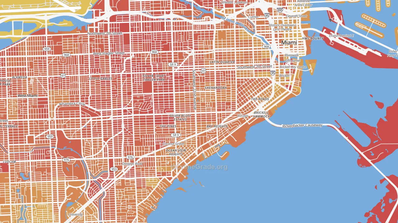 Coral Way, Miami, FL Map of Vehicle Theft Rates