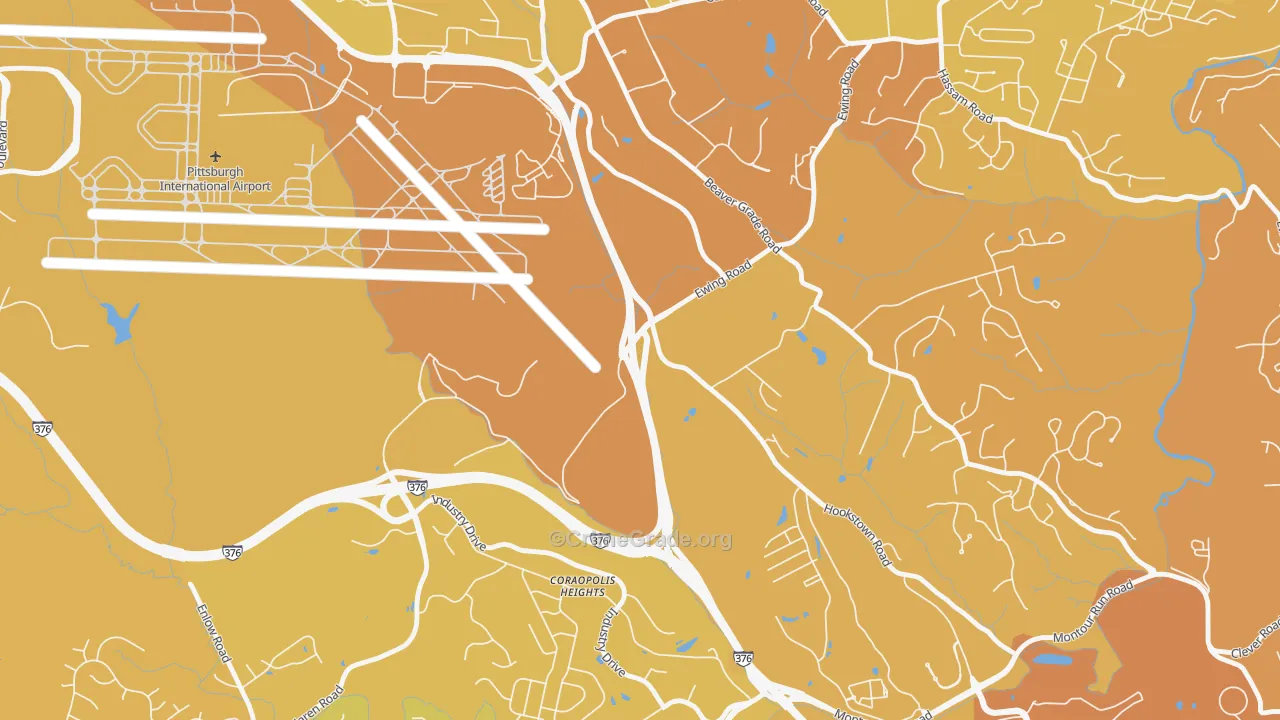 Coraopolis Heights, PA Map of Vehicle Theft Rates