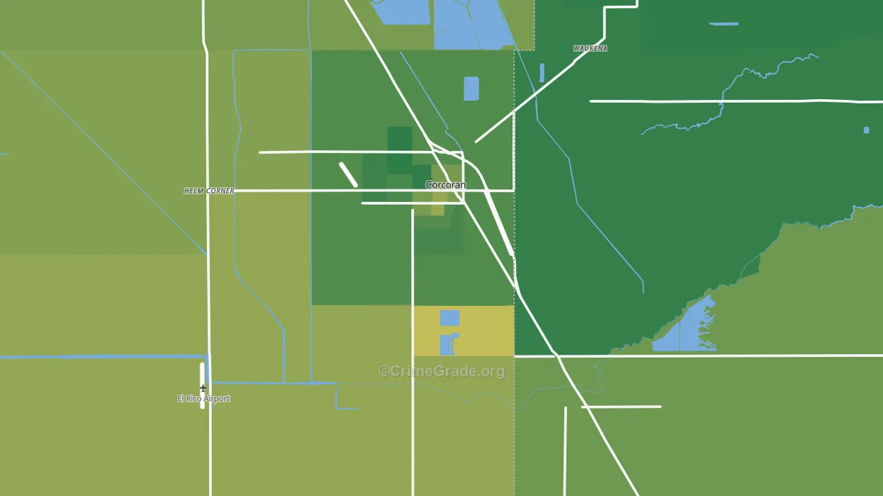 Corcoran, CA Map of Vehicle Theft Rates