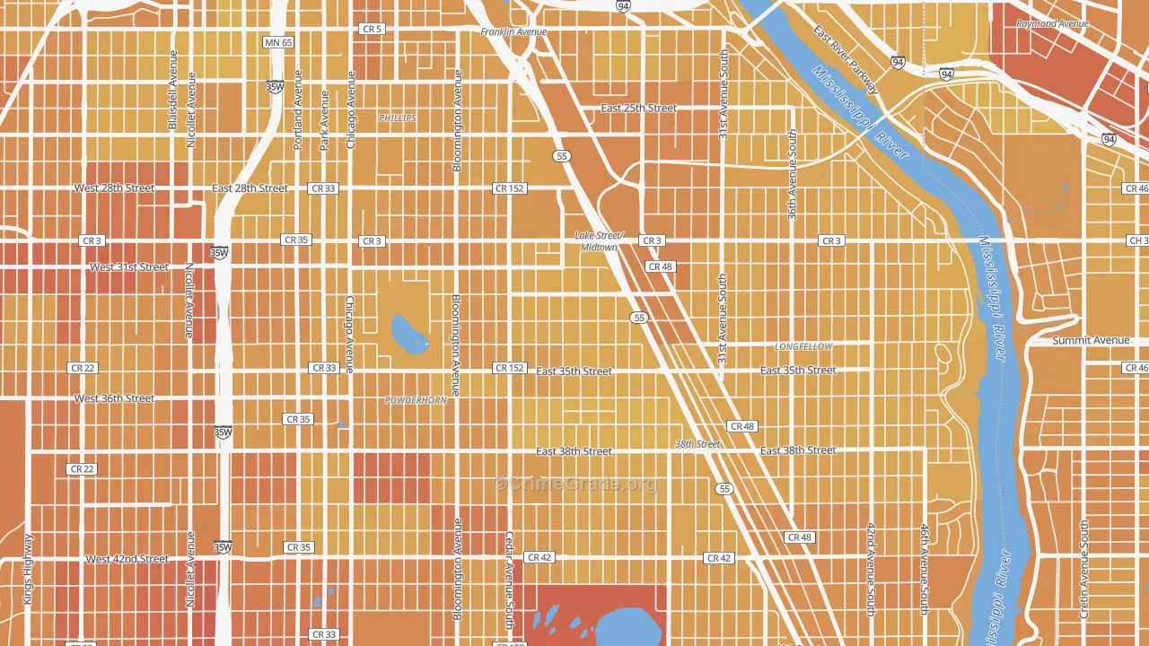 Corcoran, Minneapolis, MN Map of Vehicle Theft Rates