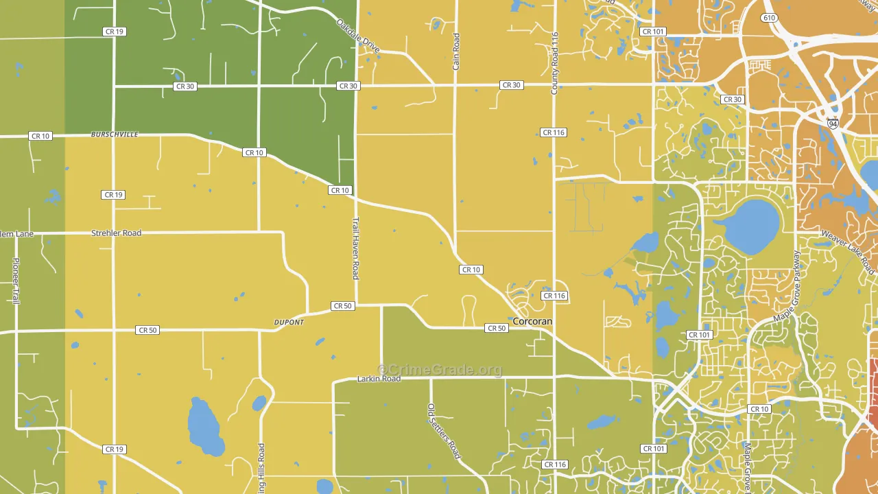 Corcoran, MN Map of Vehicle Theft Rates
