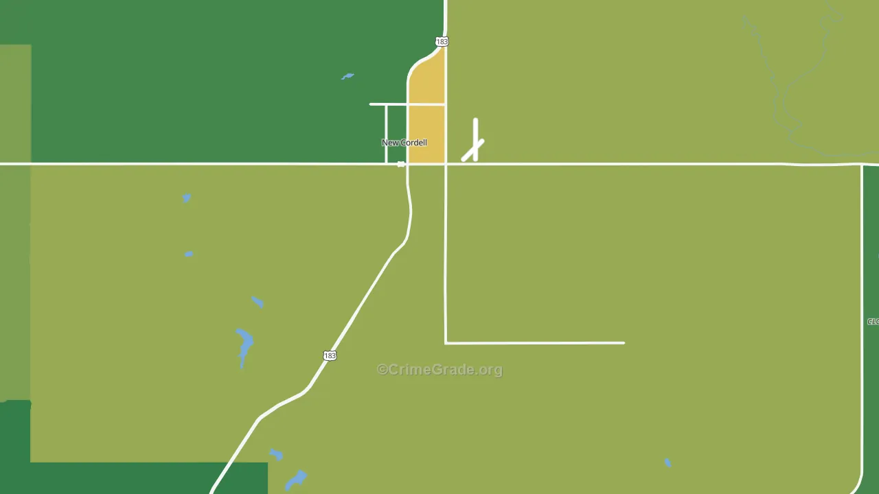 Cordell, OK Map of Vehicle Theft Rates