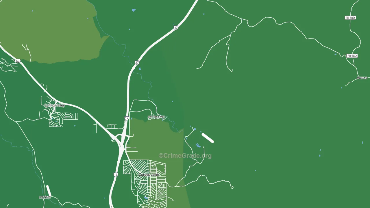 Cordes Junction, AZ Map of Vehicle Theft Rates