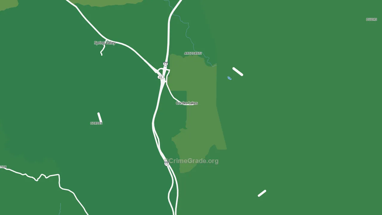 Cordes Lakes, AZ Map of Vehicle Theft Rates