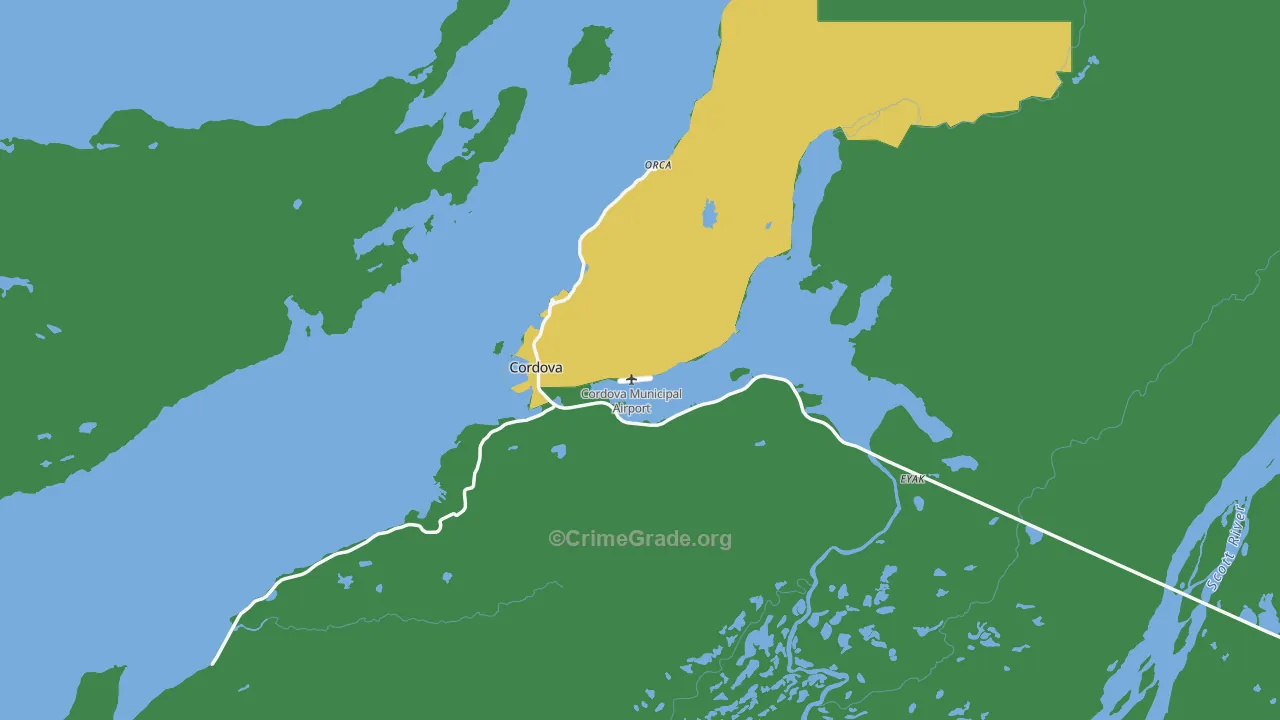 Cordova, AK Map of Vehicle Theft Rates