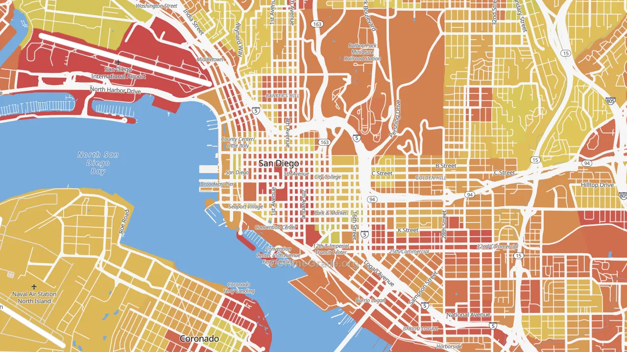 Core, San Diego, CA Map of Vehicle Theft Rates