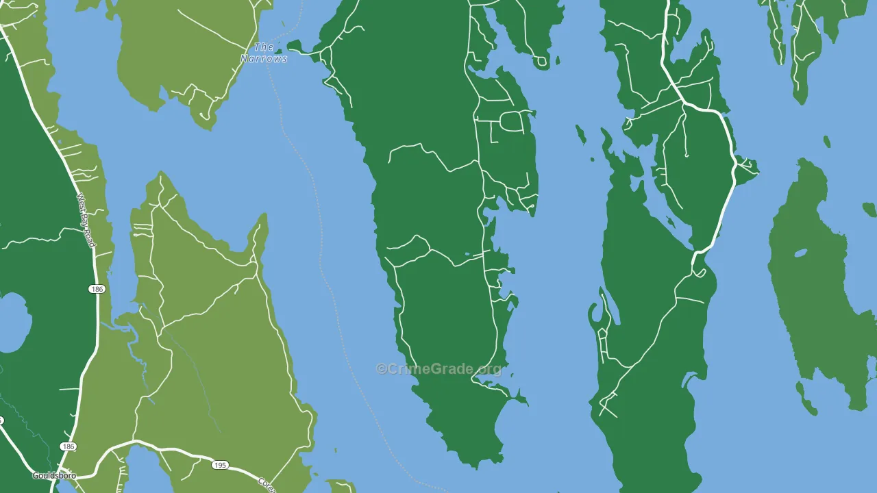 Corea, ME Map of Vehicle Theft Rates