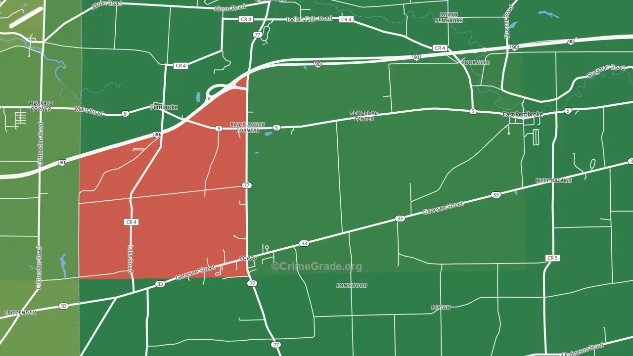 Corfu, NY Map of Vehicle Theft Rates