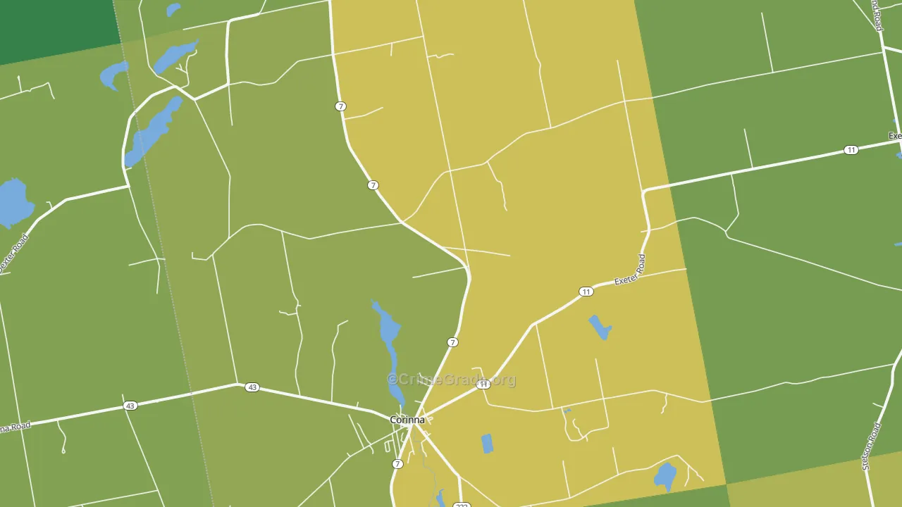 Corinna, ME Map of Vehicle Theft Rates