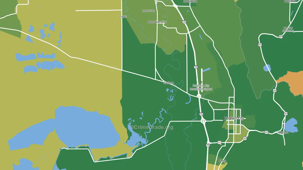 Corinne, UT Map of Vehicle Theft Rates