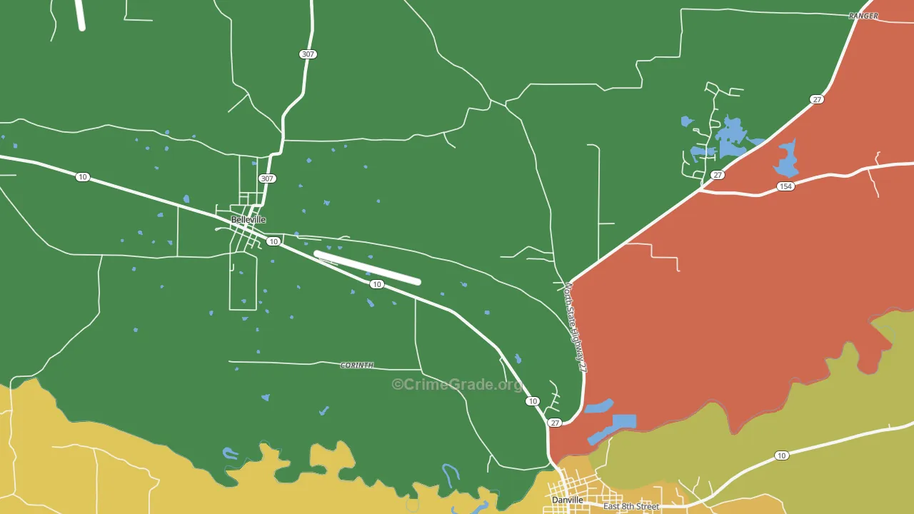 Corinth, AR Map of Vehicle Theft Rates