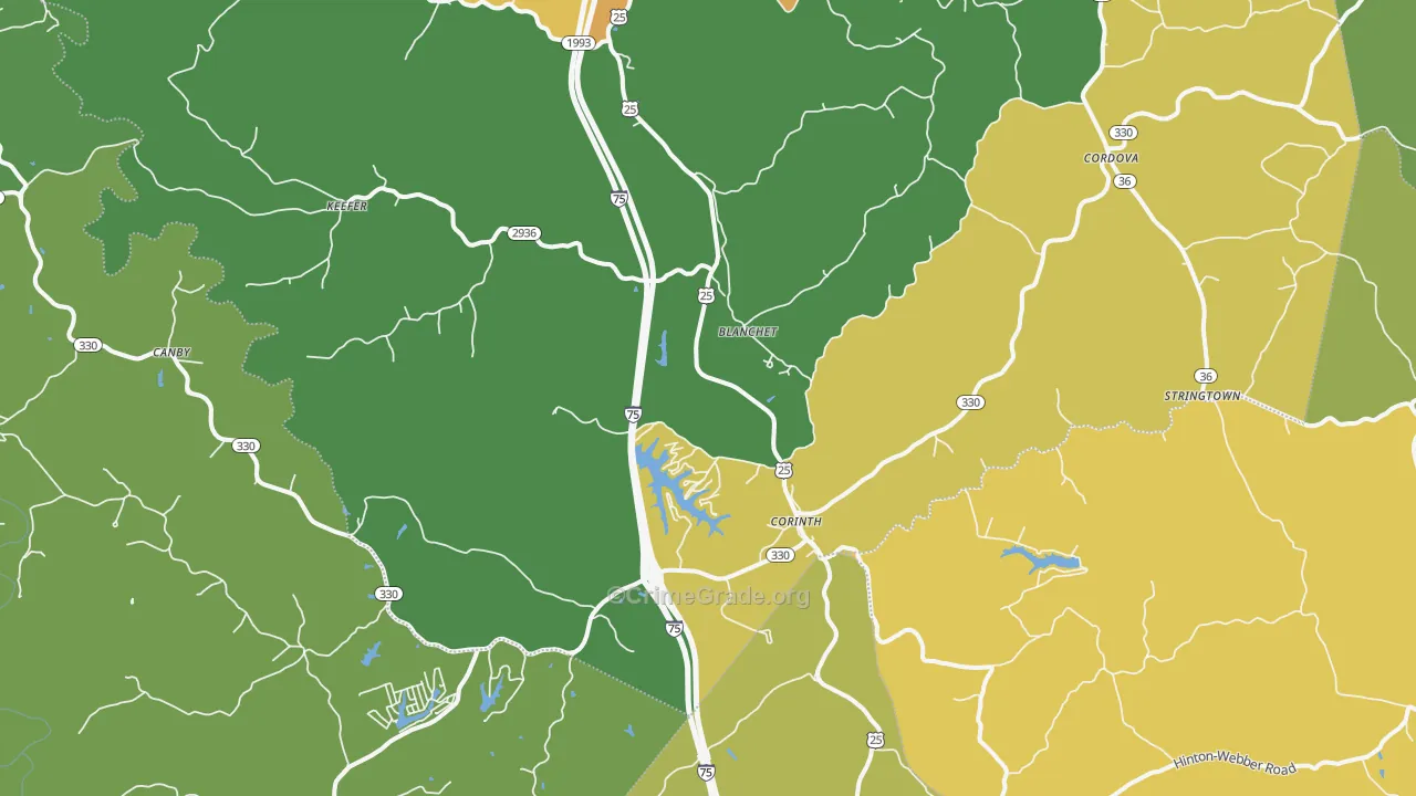 Corinth, KY Map of Vehicle Theft Rates