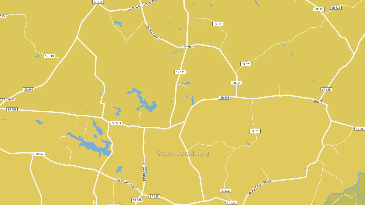 Corinth, VA Map of Vehicle Theft Rates