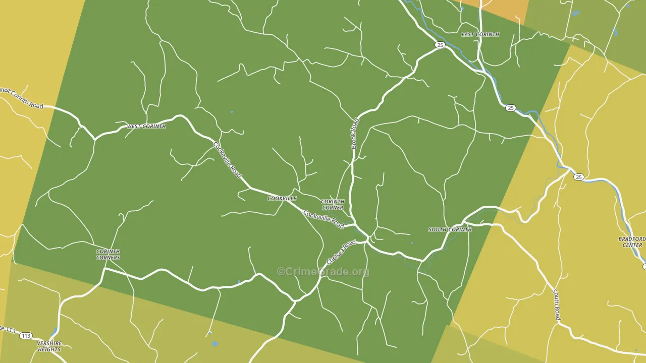 Corinth, VT Map of Vehicle Theft Rates