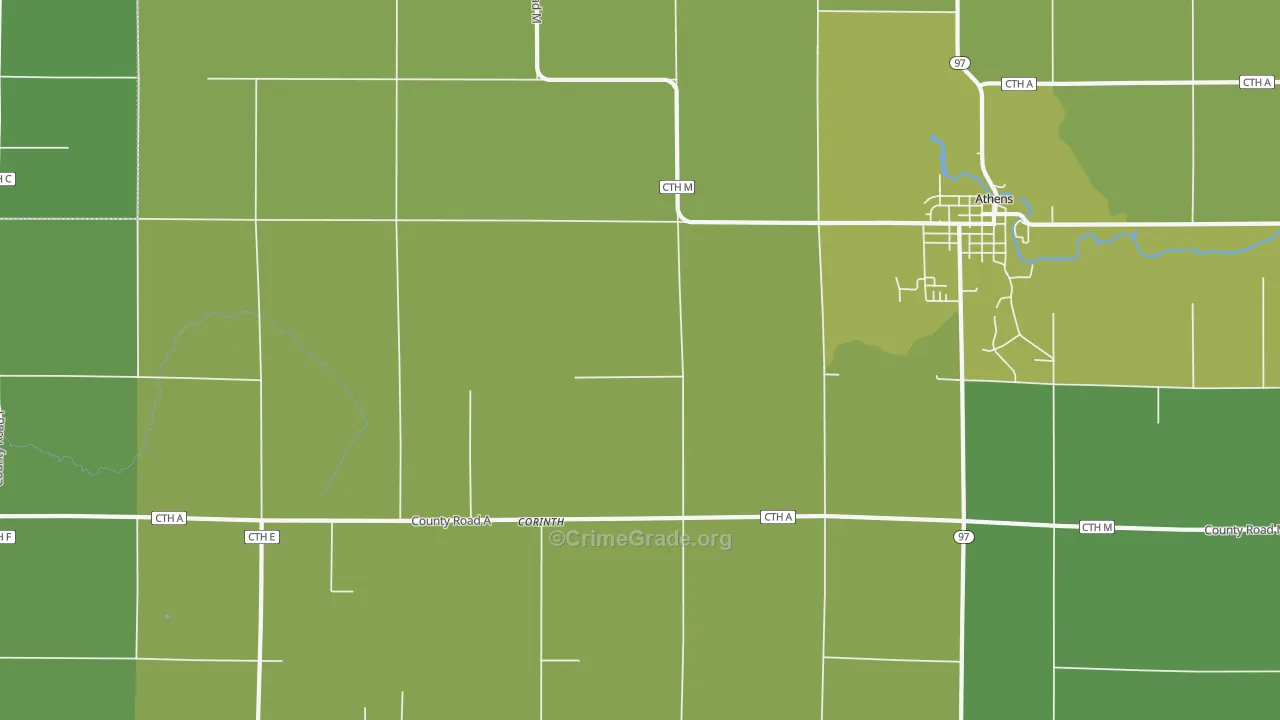 Corinth, WI Map of Vehicle Theft Rates
