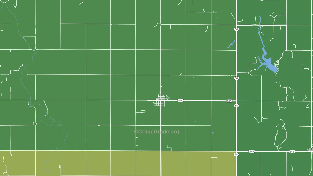 Corn, OK Map of Vehicle Theft Rates
