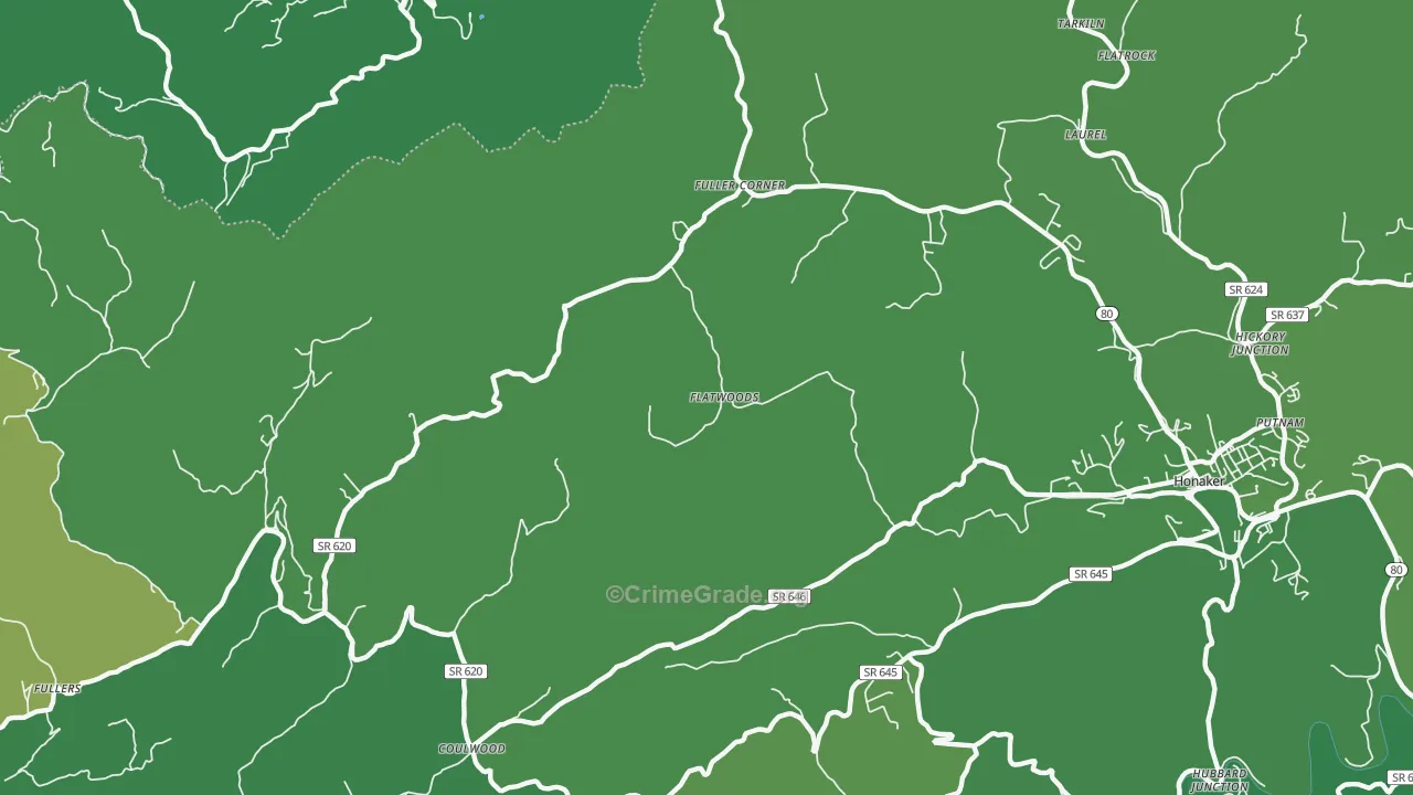 Corn Valley, VA Map of Vehicle Theft Rates