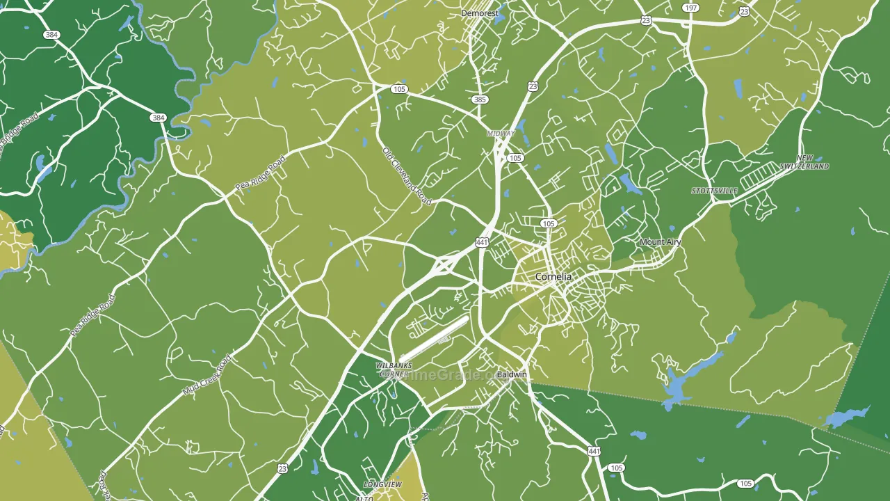 Cornelia, GA Map of Vehicle Theft Rates