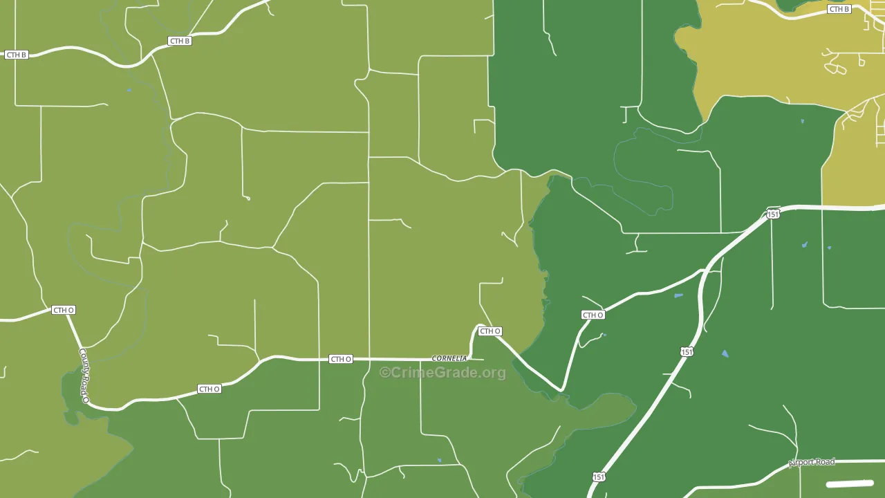 Cornelia, WI Map of Vehicle Theft Rates
