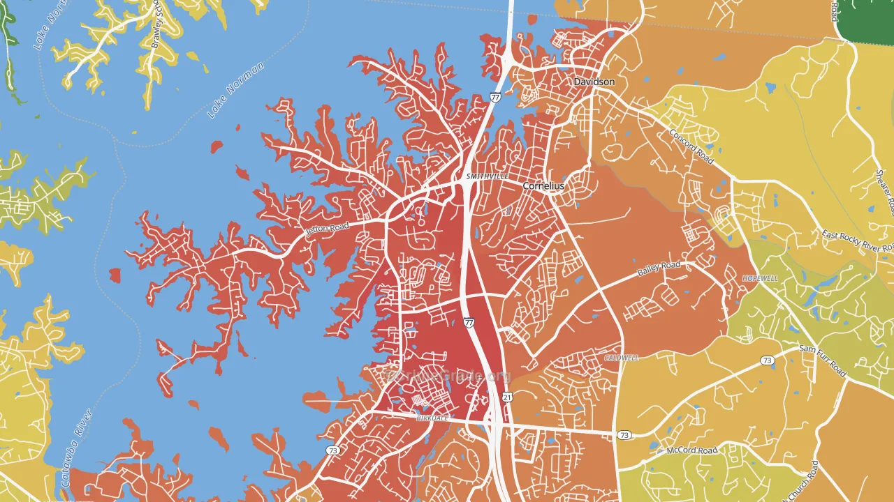 Cornelius, NC Map of Vehicle Theft Rates