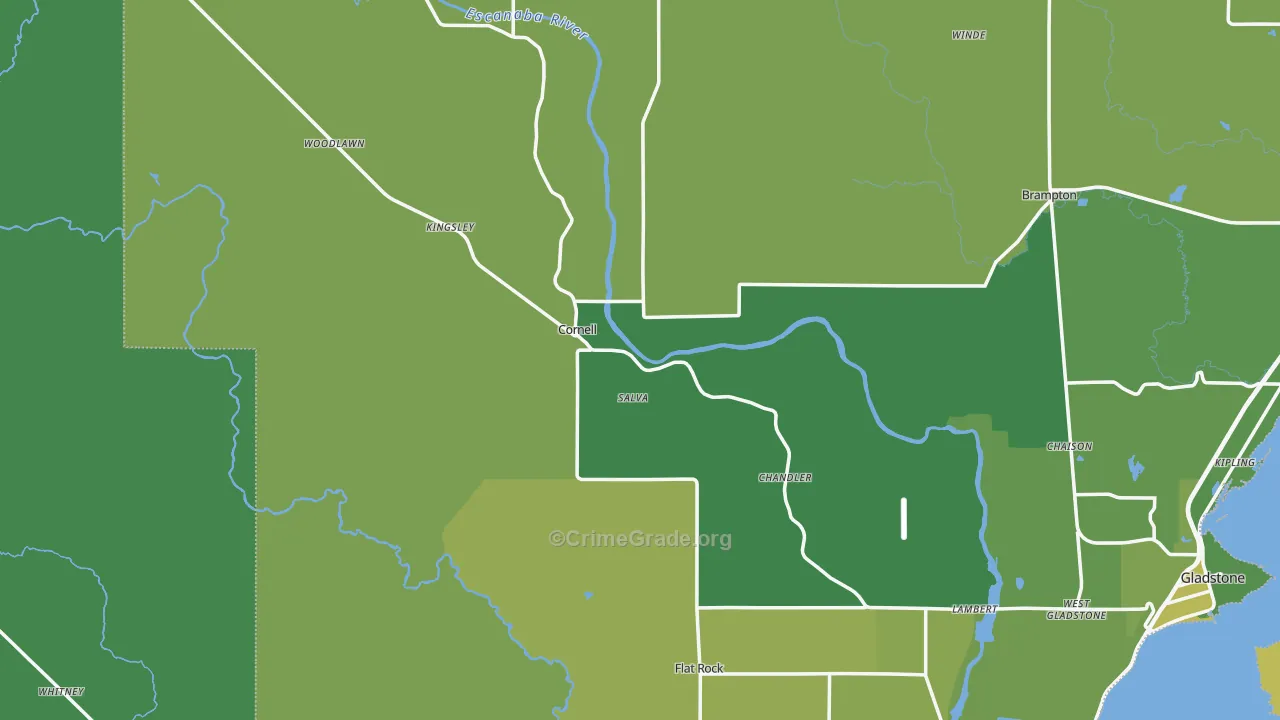 Cornell, MI Map of Vehicle Theft Rates