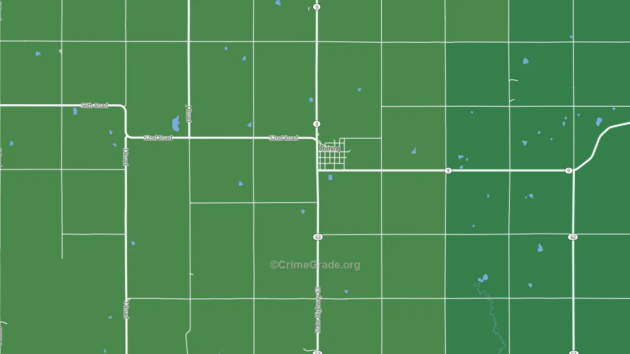 Corning, KS Map of Vehicle Theft Rates