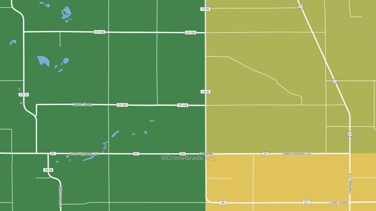 Corning, MN Map of Vehicle Theft Rates