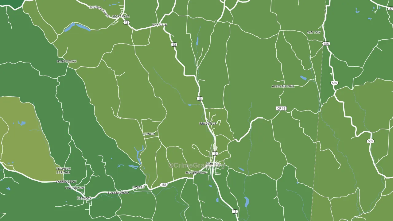 Corning, OH Map of Vehicle Theft Rates