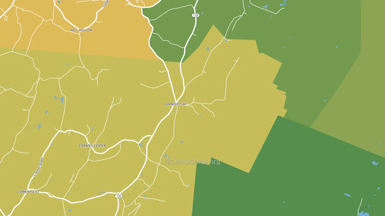 Cornish Flat, NH Map of Vehicle Theft Rates