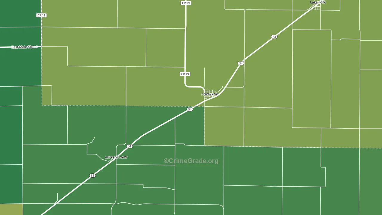 Cornland, IL Map of Vehicle Theft Rates