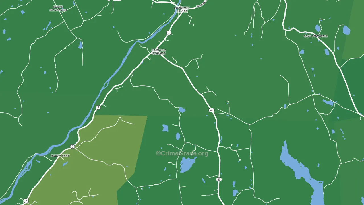 Cornwall Bridge, CT Map of Vehicle Theft Rates