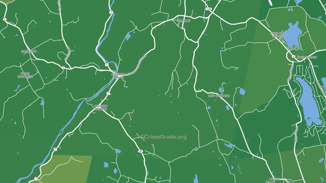 Cornwall, CT Map of Vehicle Theft Rates
