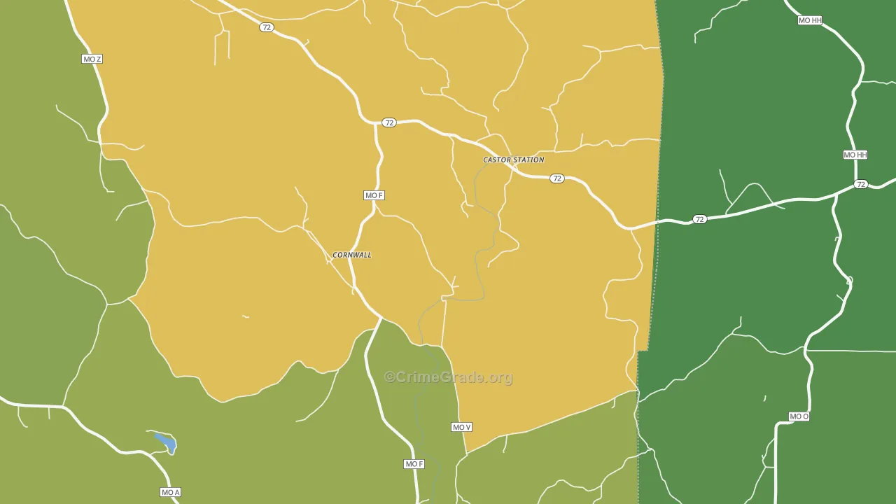 Cornwall, MO Map of Vehicle Theft Rates