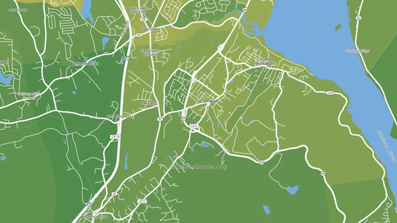 Cornwall, NY Map of Vehicle Theft Rates