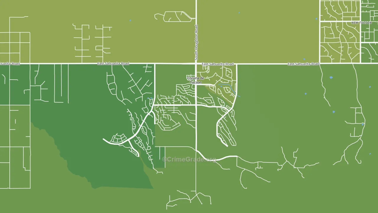 Corona de Tucson, AZ Map of Vehicle Theft Rates