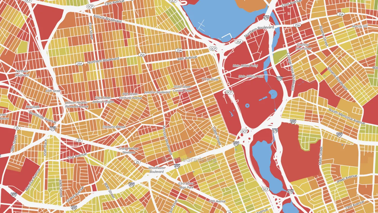 Corona, Queens, NY Map of Vehicle Theft Rates