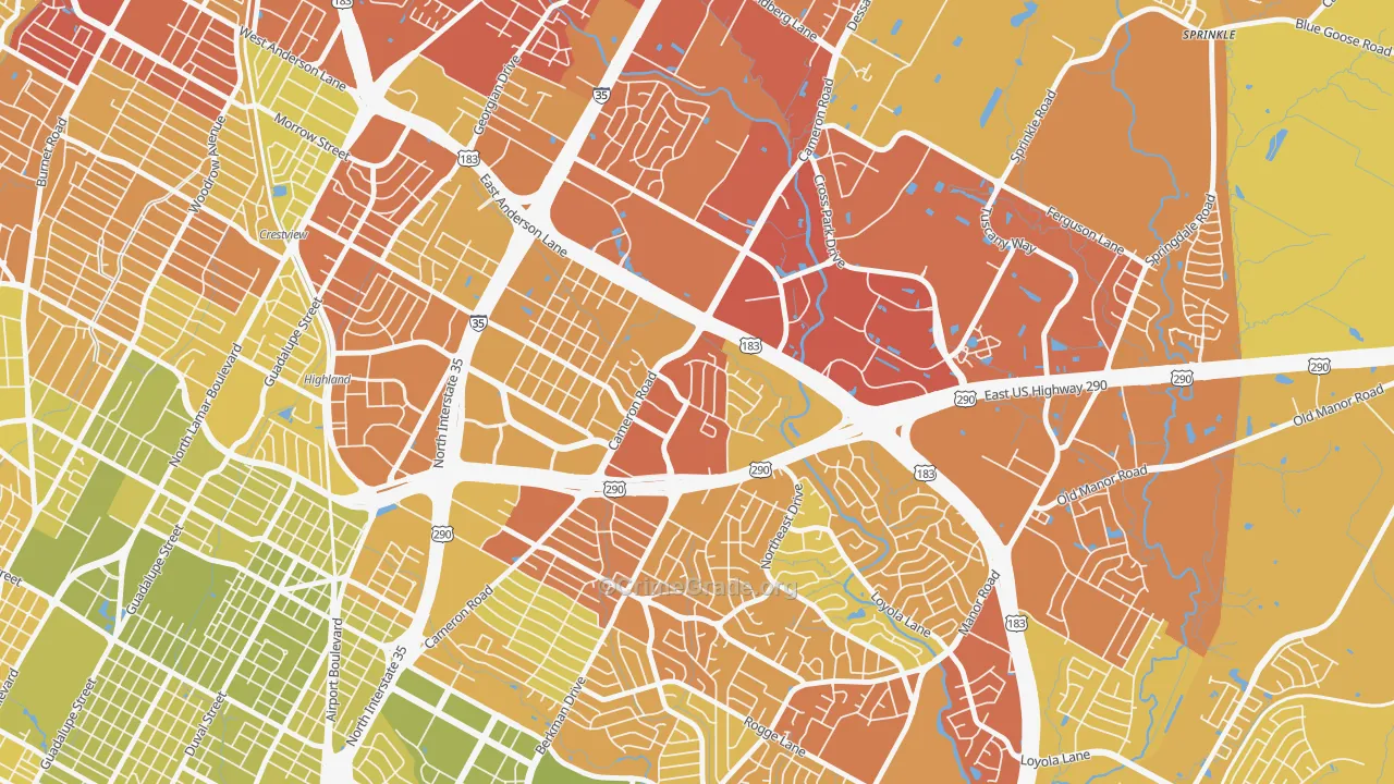 Coronado Hills, Austin, TX Map of Vehicle Theft Rates