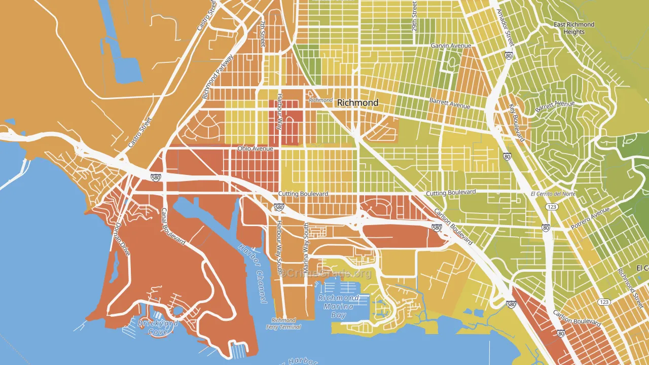 Coronado, Richmond, CA Map of Vehicle Theft Rates