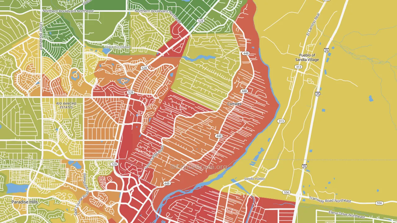 Corrales, NM Map of Vehicle Theft Rates