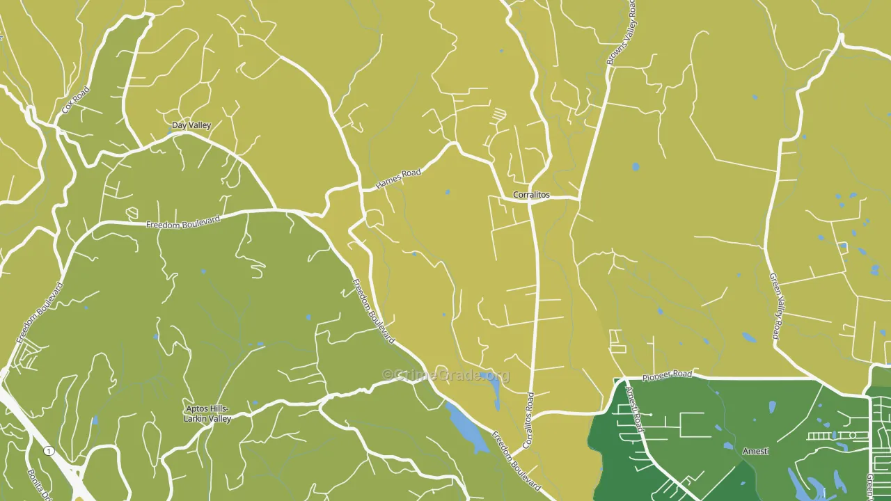 Corralitos, CA Map of Vehicle Theft Rates
