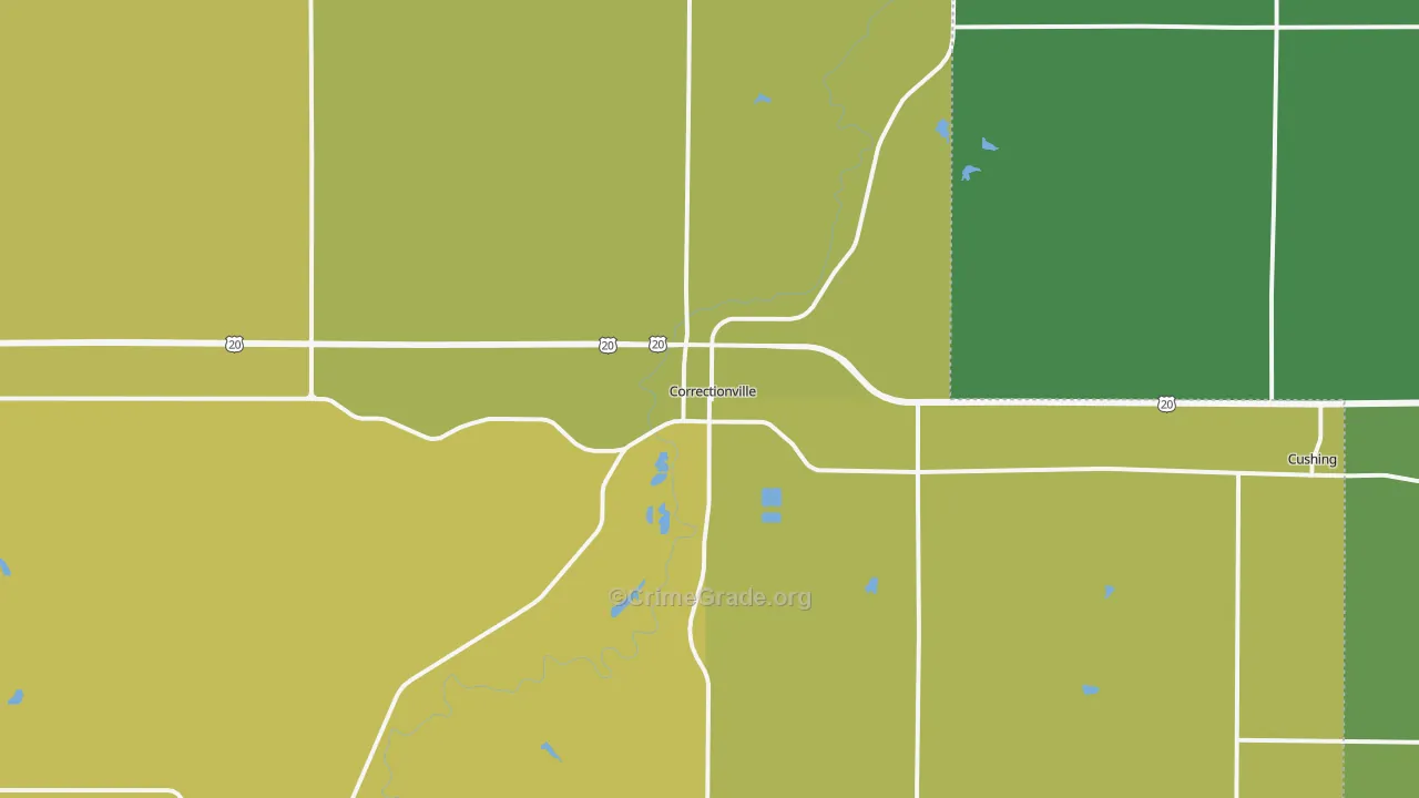 Correctionville, IA Map of Vehicle Theft Rates