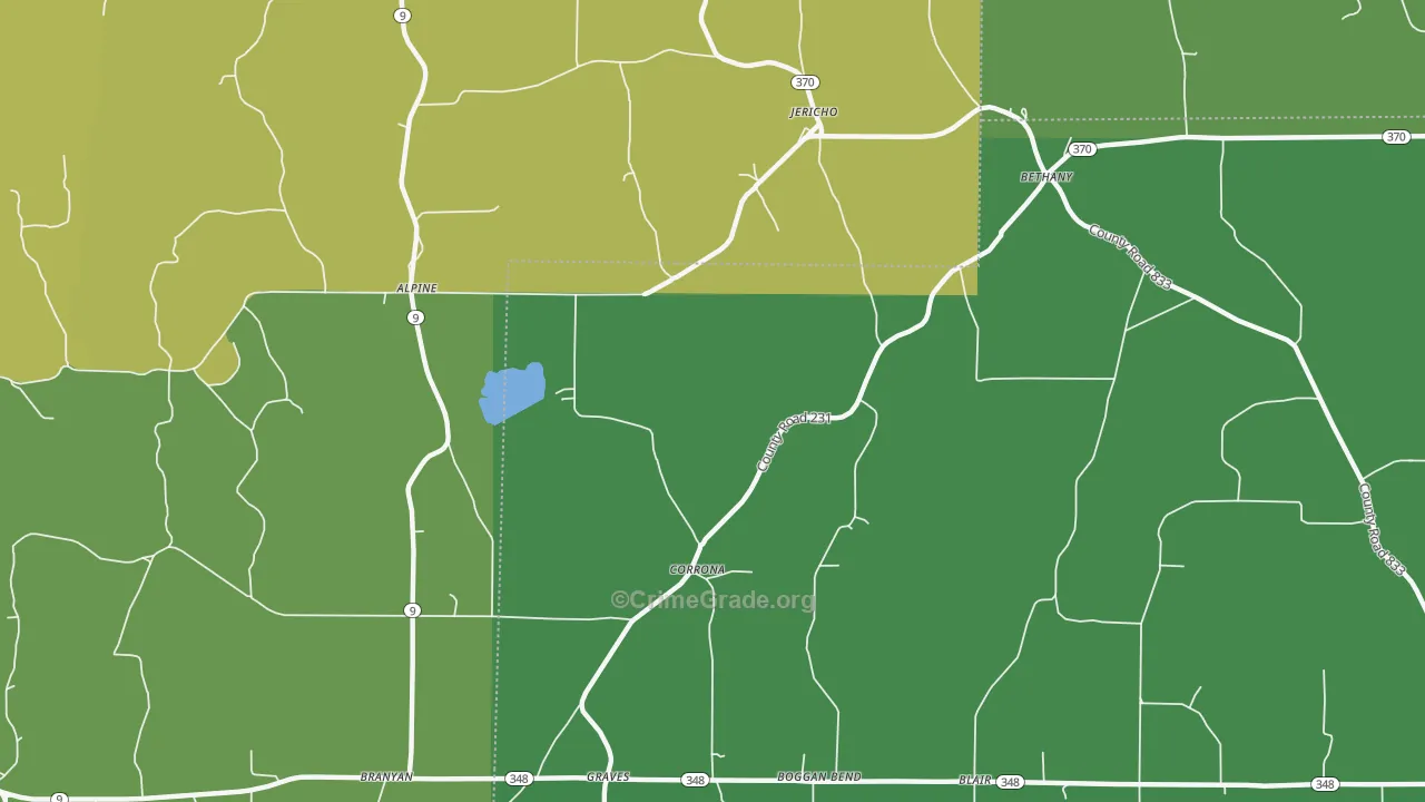 Corrona, MS Map of Vehicle Theft Rates