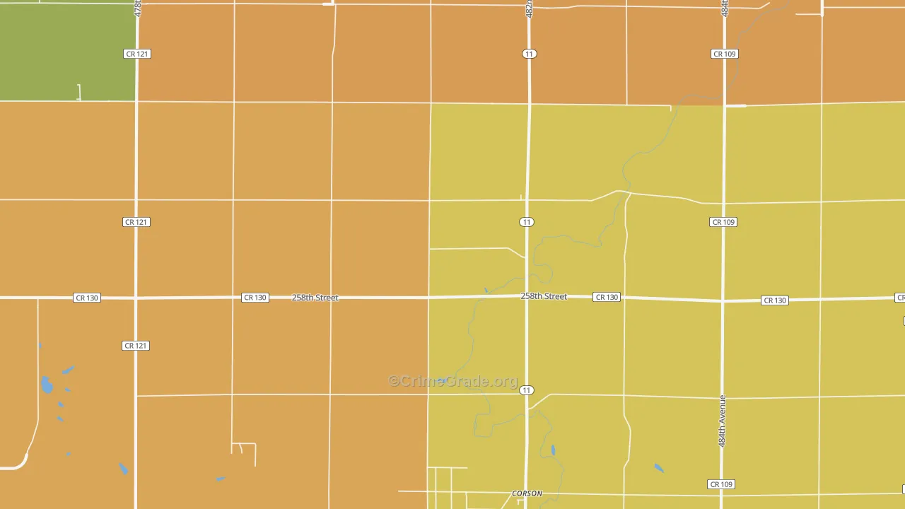 Corson, SD Map of Vehicle Theft Rates
