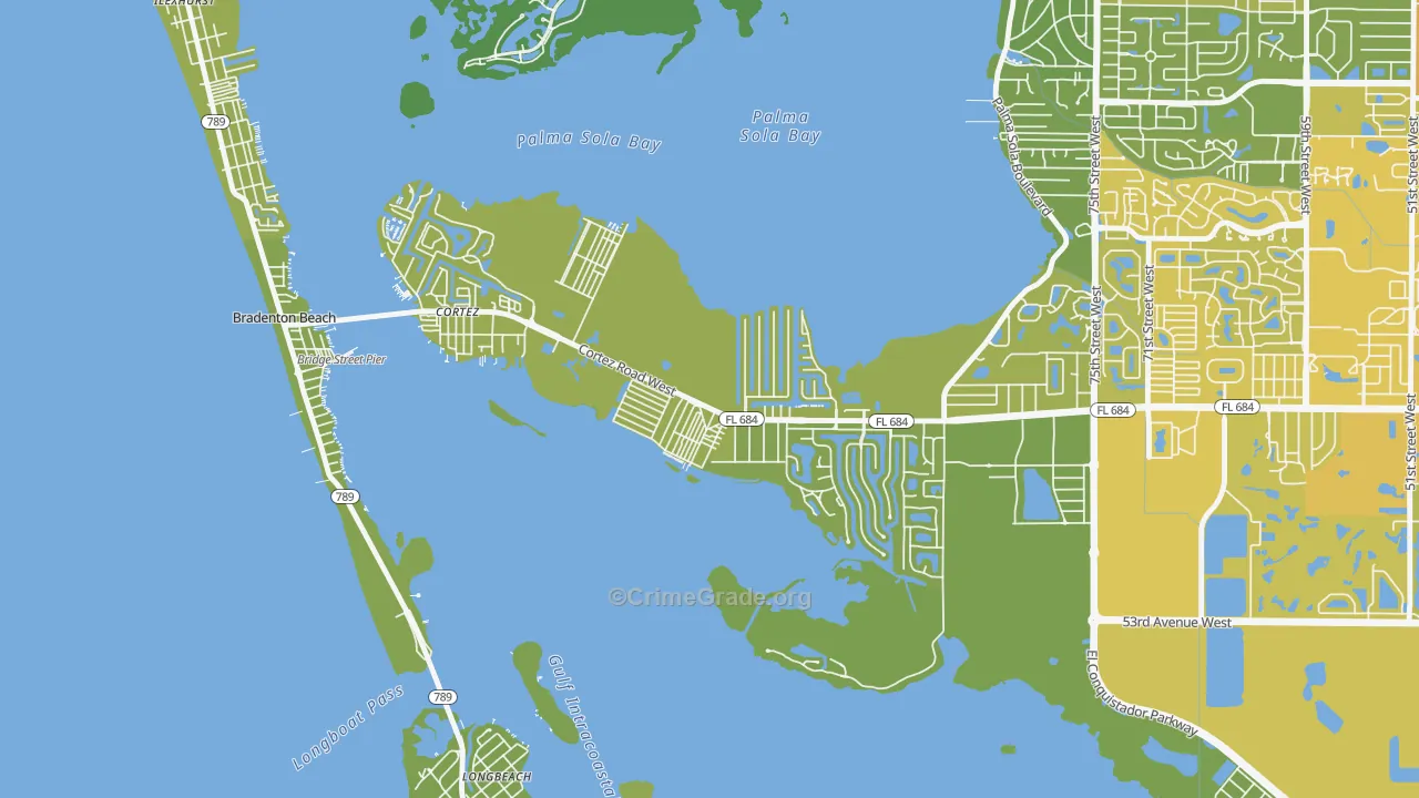 Cortez, Bradenton, FL Map of Vehicle Theft Rates