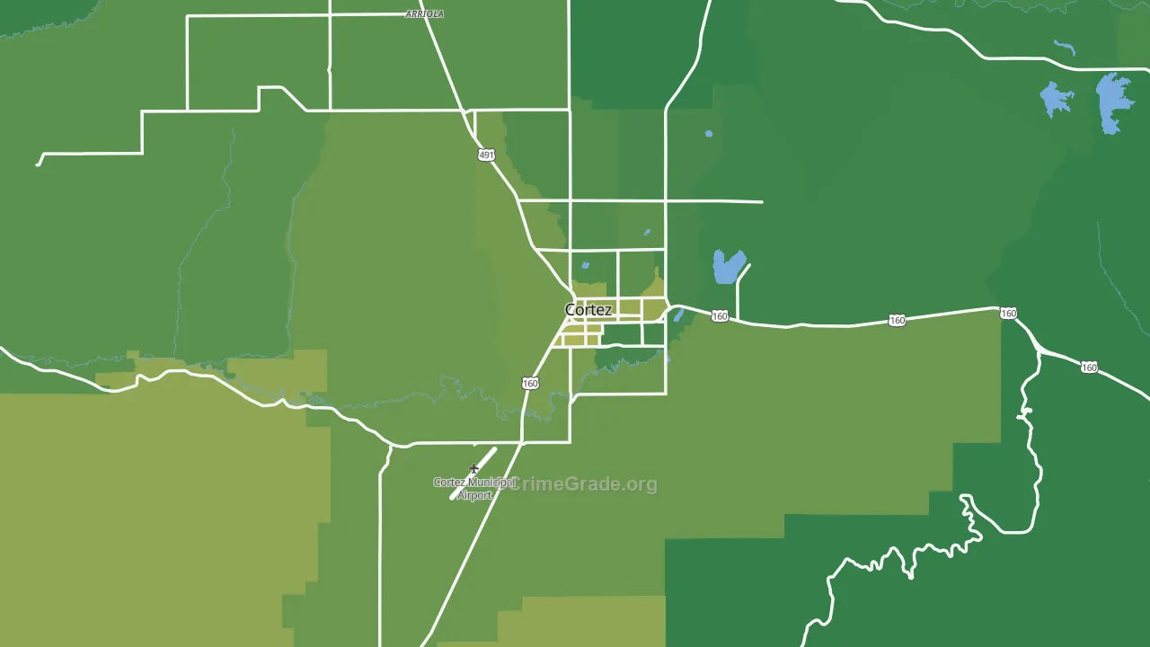 Cortez, CO Map of Vehicle Theft Rates