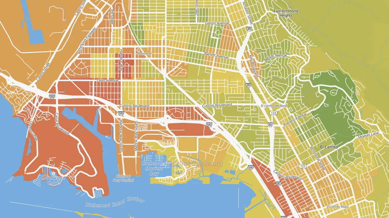 Cortez-Stege, Richmond, CA Map of Vehicle Theft Rates