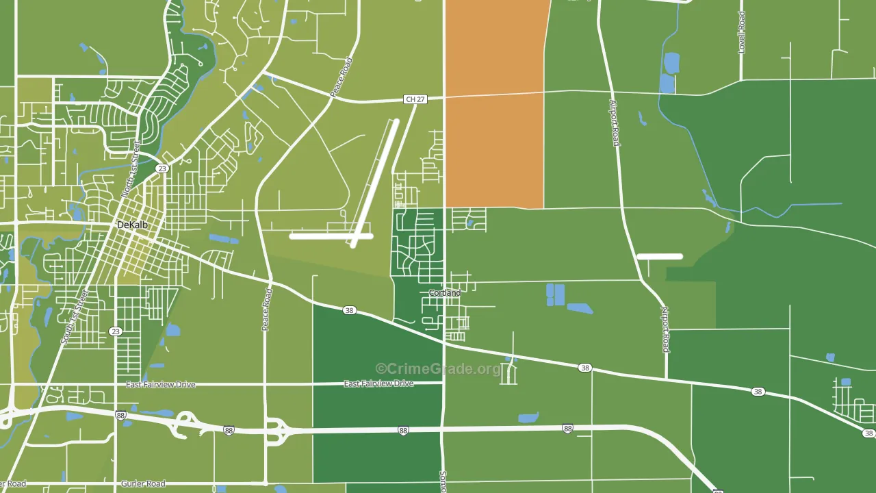 Cortland, IL Map of Vehicle Theft Rates