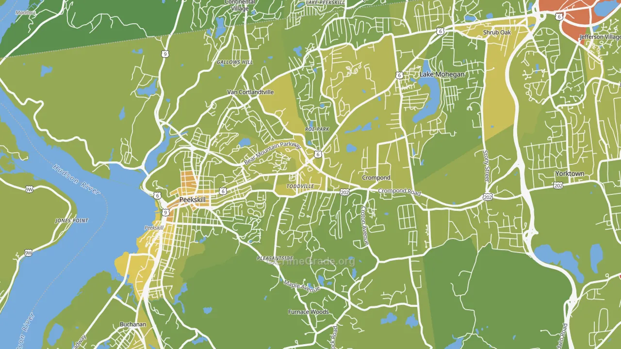 Cortlandt Manor, NY Map of Vehicle Theft Rates